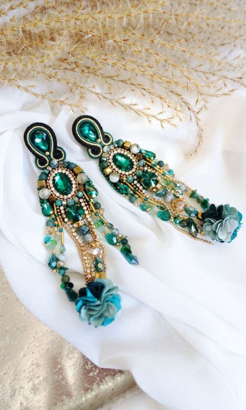 Szmaragdowe kolczyki kryształy 411 Emerald