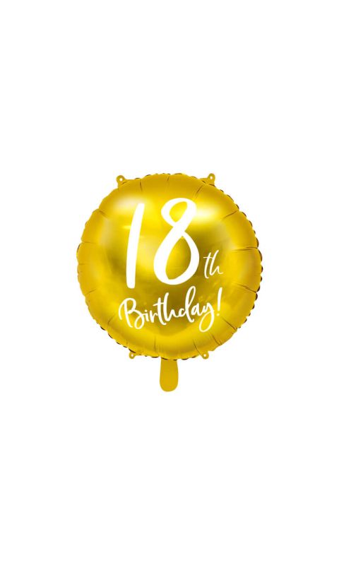 Balon foliowy 18 urodziny złoty, 45 cm