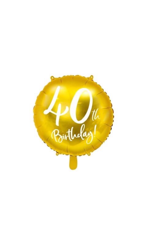 Balon foliowy 40 urodziny złoty, 45 cm