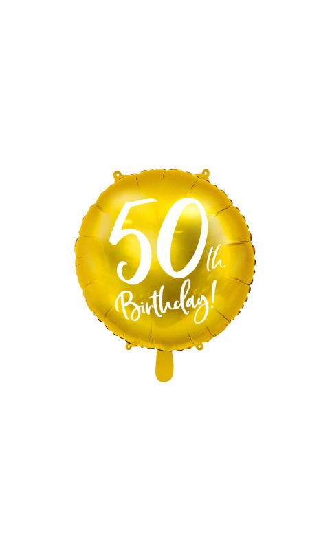 Balon foliowy 50 urodziny złoty, 45 cm
