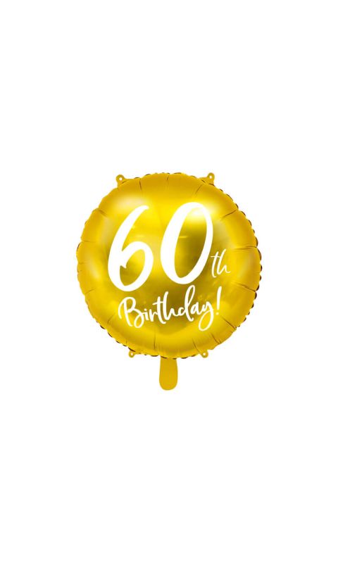 Balon foliowy 60 urodziny złoty, 45 cm