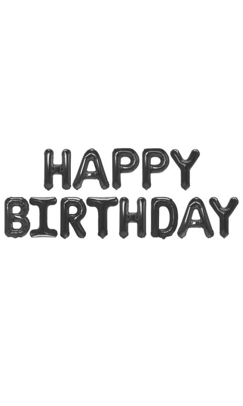 Balon foliowy Happy Birthday czarny