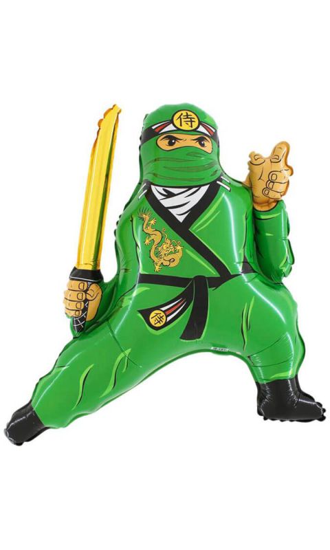 Balon foliowy Ninja zielony, 90 cm