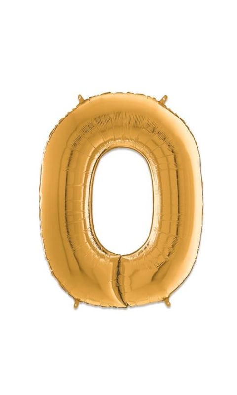 Balon foliowy cyfra "0"  złoty, 66 cm