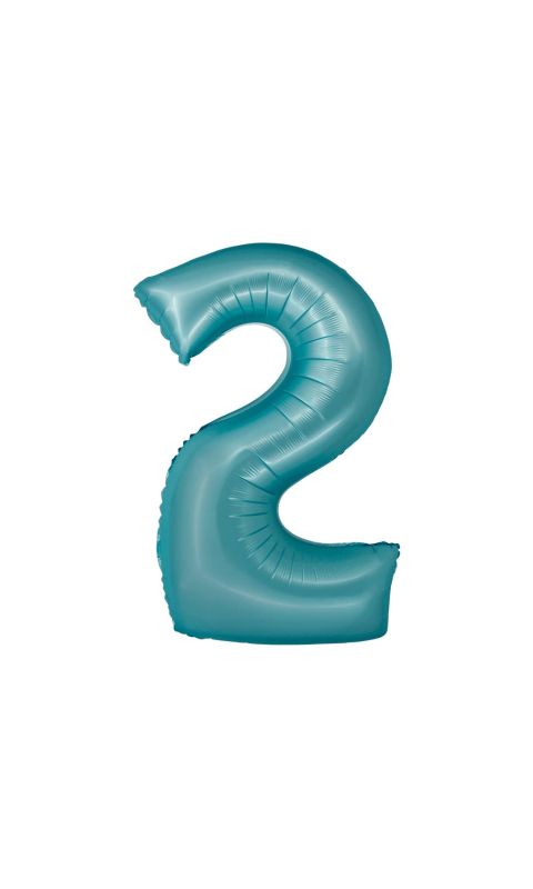 Balon foliowy cyfra "2" niebieski matowy, 76 cm