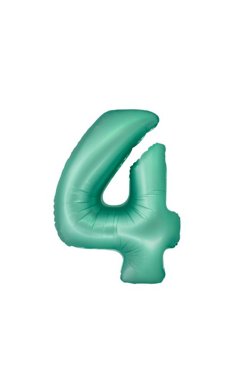 Balon foliowy cyfra "4" zielony miętowy matowy, 76 cm