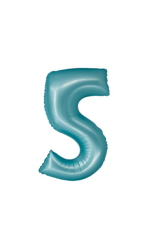 Balon foliowy cyfra "5" niebieski matowy, 76 cm