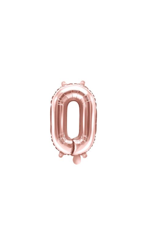 Balon foliowy cyfra 0 różowe złoto 35 cm
