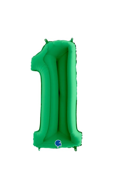 Balon foliowy cyfra 1 zielony, 100 cm
