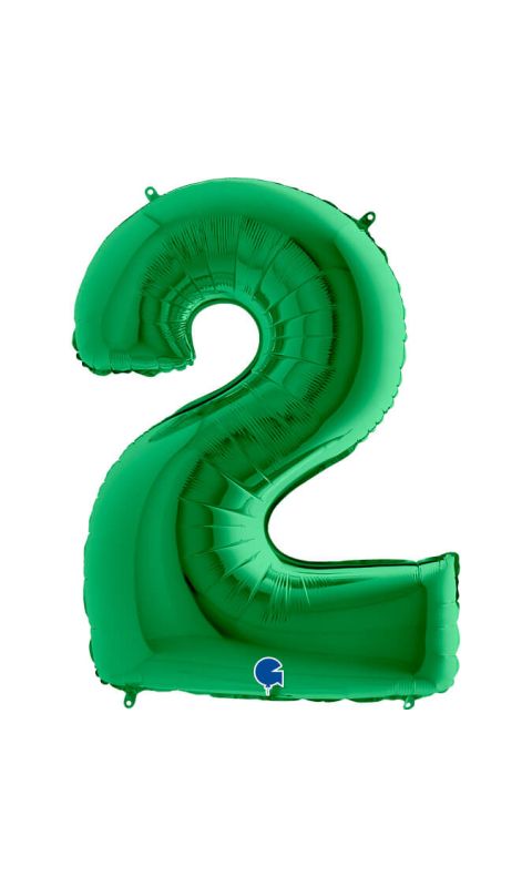 Balon foliowy cyfra 2 zielony, 100 cm
