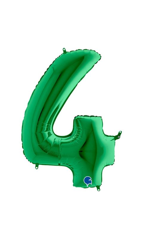 Balon foliowy cyfra 4 zielony, 100 cm