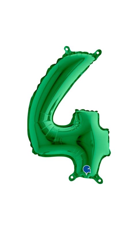 Balon foliowy cyfra 4 zielony, 35 cm