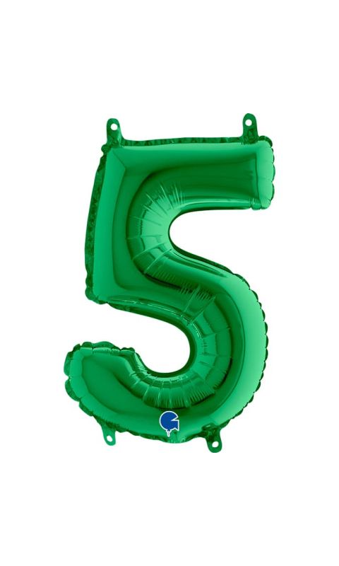Balon foliowy cyfra 5 zielony, 35 cm