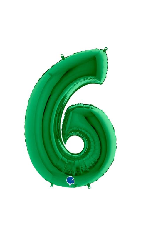 Balon foliowy cyfra 6 zielony, 100 cm