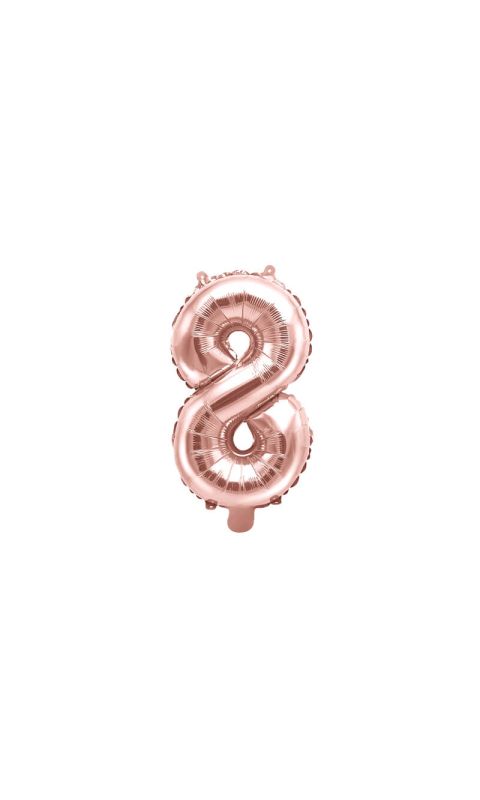 Balon foliowy cyfra 8 różowe złoto 35 cm