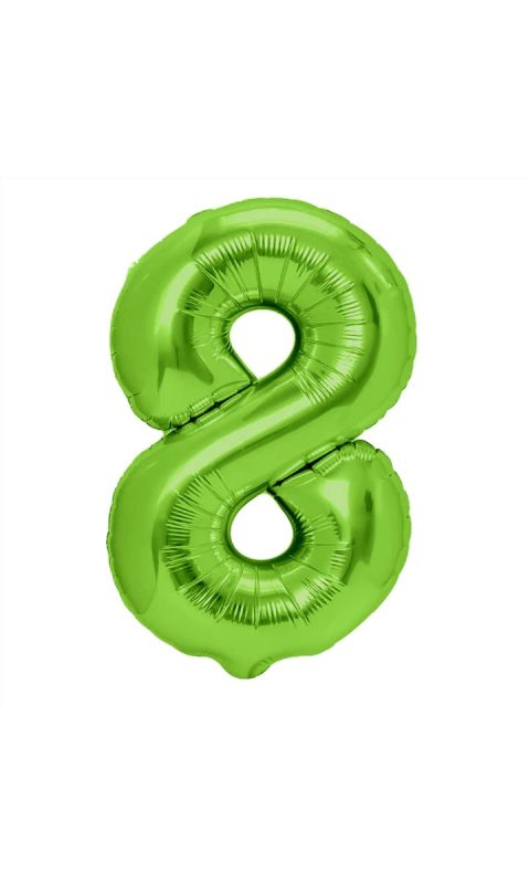 Balon foliowy cyfra 8 zielona, 100 cm
