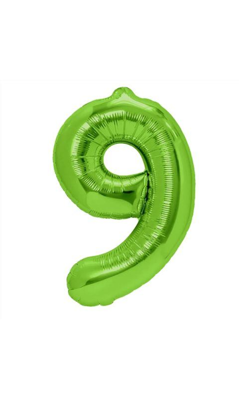 Balon foliowy cyfra 9 zielona, 100 cm