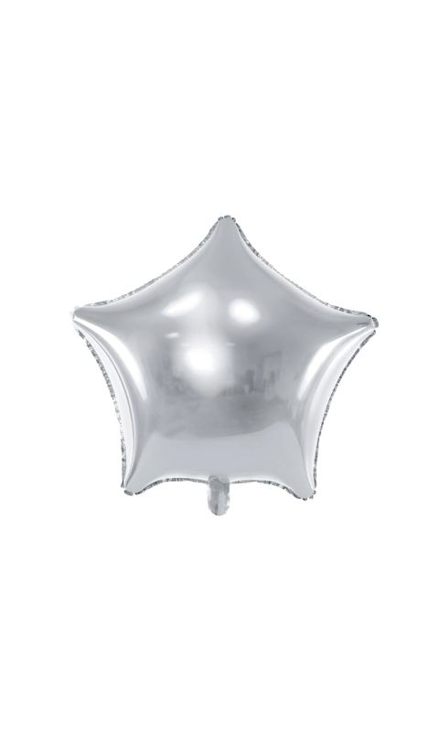 Balon foliowy gwiazda srebrna duża, 70 cm