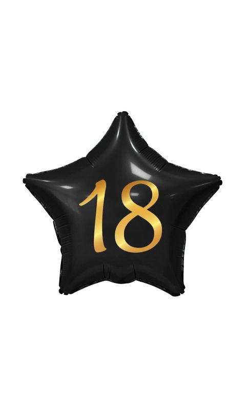 Balon foliowy gwiazdka czarna 18 urodziny, 48 cm