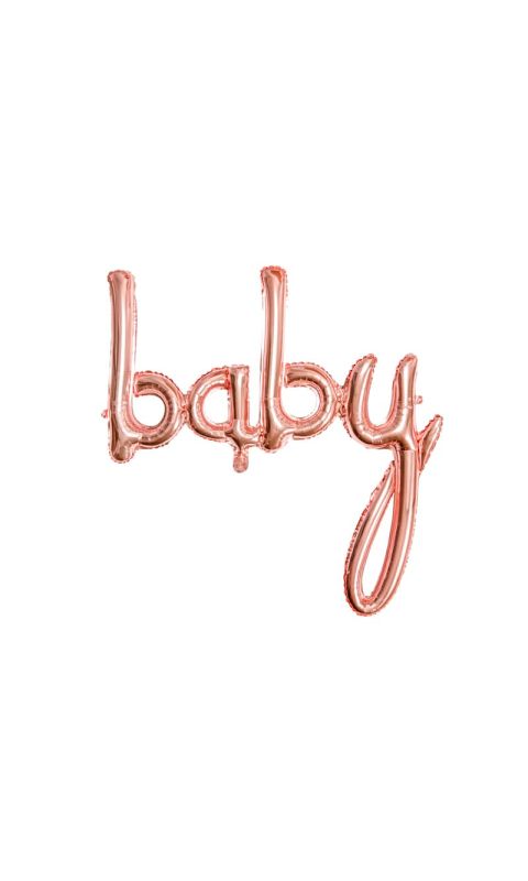 Balon foliowy napis BABY różowe złoto, 100x86 cm