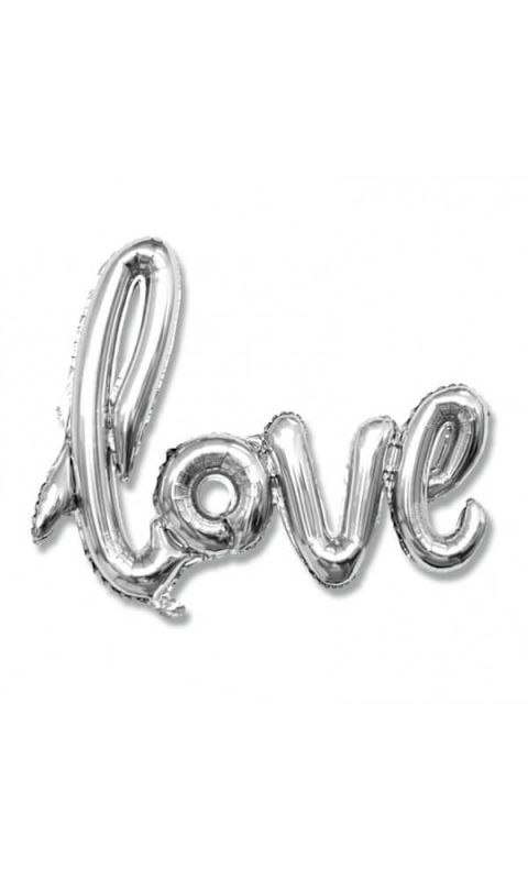 Balon foliowy napis Love srebrny, 79 cm