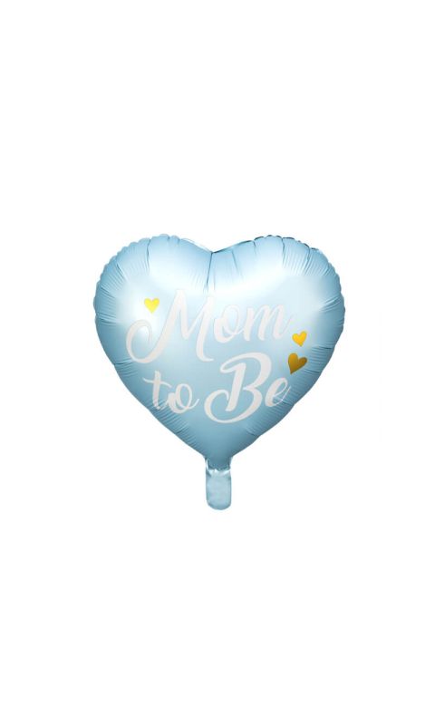 Balon foliowy serce Mom to be niebieski, 45 cm