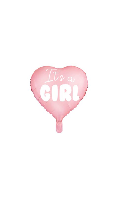 Balon foliowy serce różowy It's a girl, 45 cm