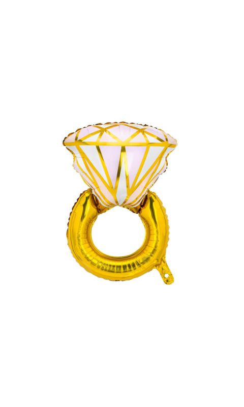 Balon foliowy złoty pierścionek, 53x40 cm