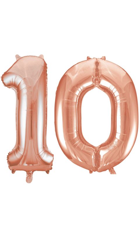 Balony Foliowe Cyfra "10", 100 cm, różowe złoto