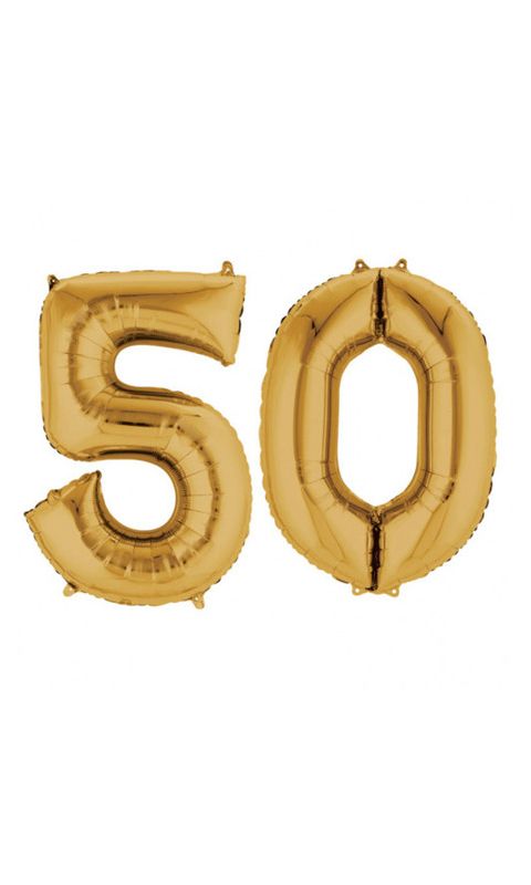 Balony Foliowe Cyfra "50", 100 cm, złoty