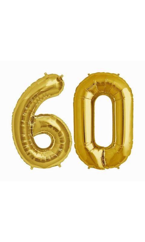 Balony Foliowe Cyfra "60", 100 cm, złoty