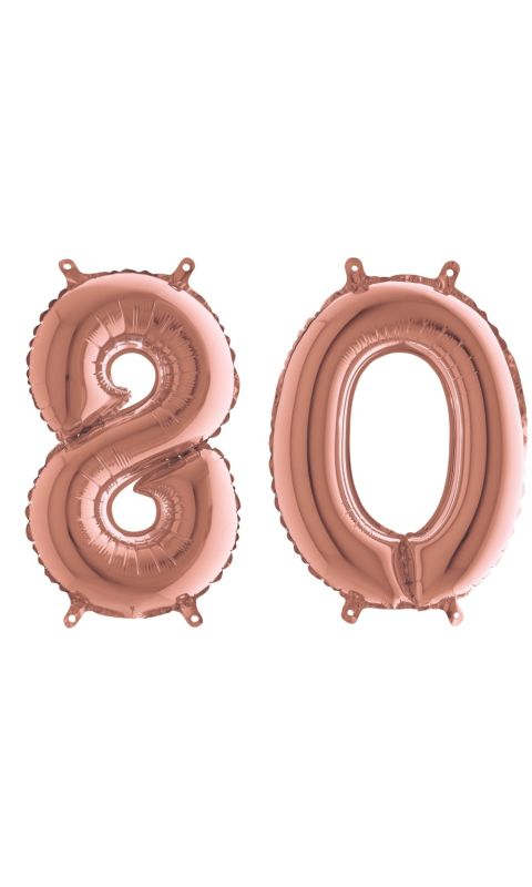 Balony Foliowe Cyfra "80", 100 cm, różowe złoto