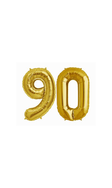 Balony Foliowe Cyfra "90", 100 cm, złoty