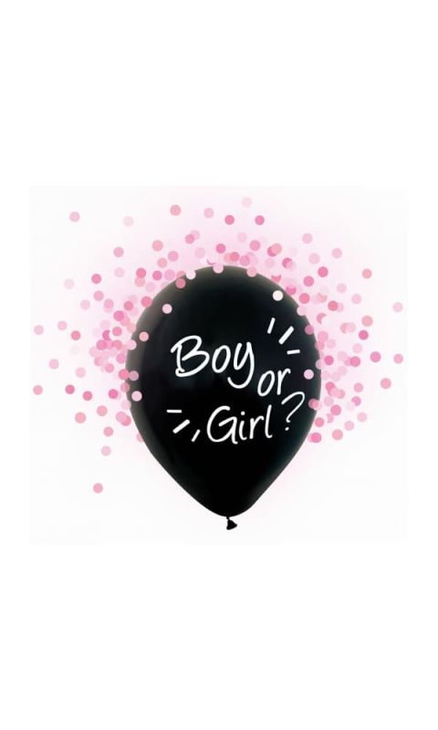 Balony boy or girl różowe konfetti dziewczynka, 30 cm 4 szt.