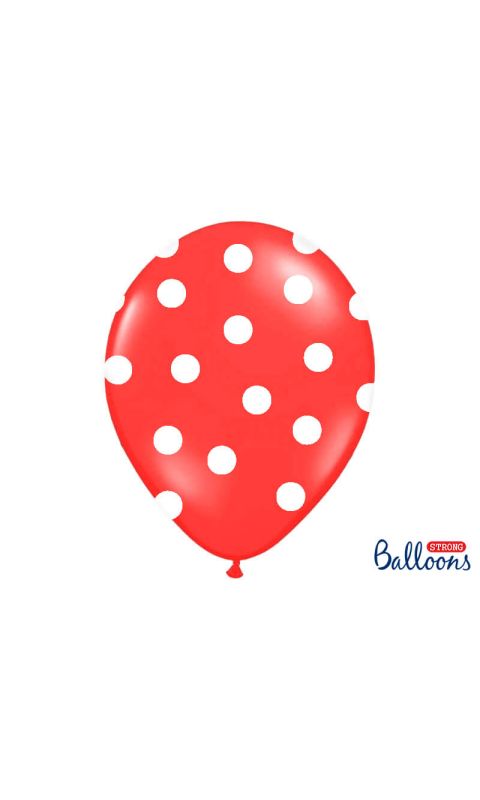 Balony czerwone w białe kropki 30 cm 3 szt.
