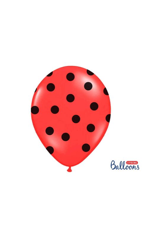 Balony czerwone w czarne kropki 30 cm 3 szt.