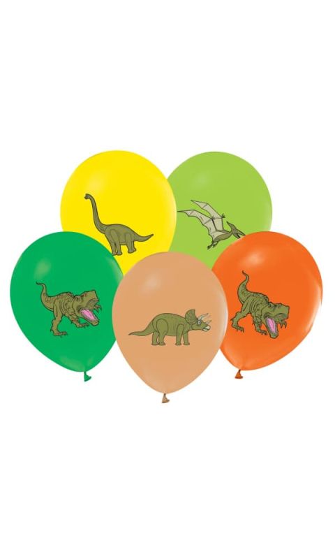 Balony dinozaury kolorowe, 30 cm 5 szt.