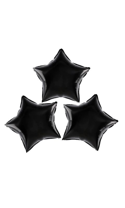 Balony foliowe gwiazdki czarne, 25 cm 3 szt.