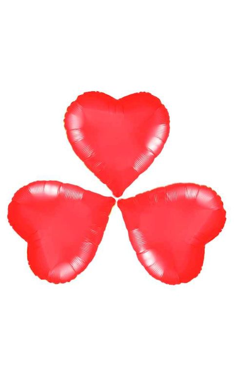 Balony foliowe serce czerwone, 25 cm 3 szt.