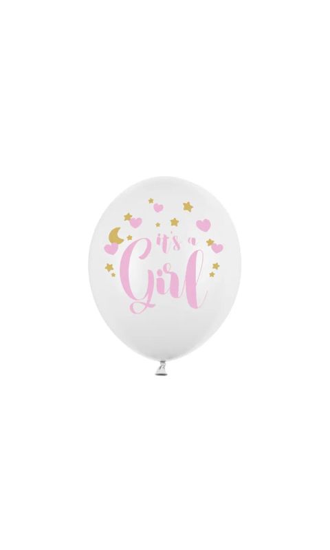 Balony lateksowe "It's a Girl" białe, 30 cm 3 szt.