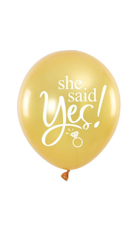 Balony na wieczór panieński She said yes złote, 30 cm 3 szt.