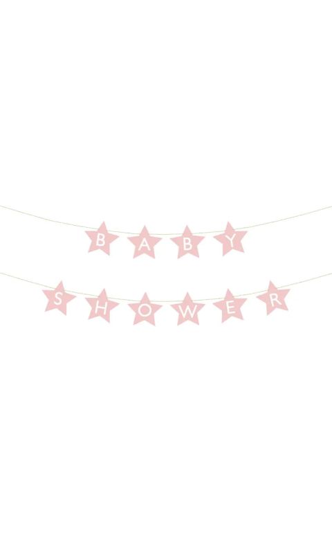 Baner papierowy Baby Shower gwiazdki, różowy