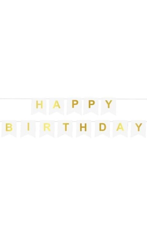 Baner urodzinowy Happy Birthday biały XL