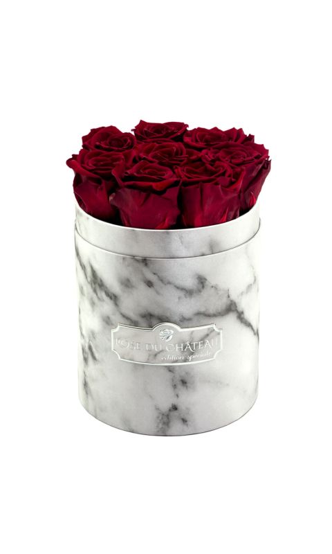 Czerwone Wieczne Róże w Białym Małym Marmurowym Boxie