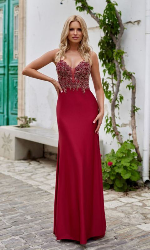 Dżersejowa suknia wieczorowa w kolorze Rio Red 34