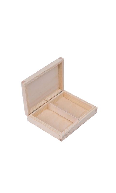 Drewniane pudełko, szkatułka na obrączki ślubne, karty, drobiazgi + magnes.