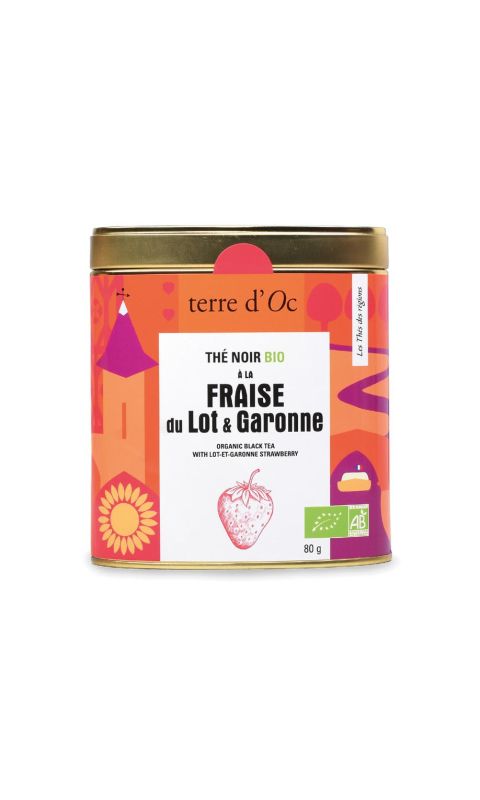 Herbata czarna w puszce 80 g Lot-et-Garonne strawberry terre d'Oc