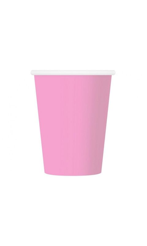 Kubeczki papierowe różowe jednokolorowe, 270 ml 6 szt.
