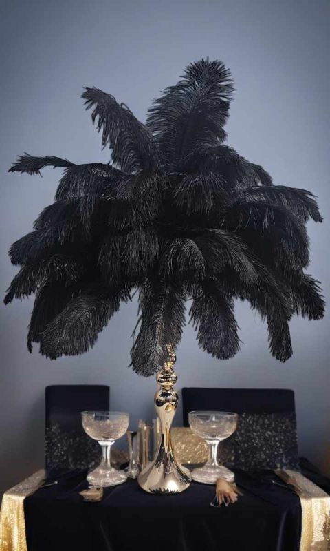 Luxury Dekoracyjne Czarne Strusie Pióra 45-50cm - Wesele- Gatsby-1.jpg