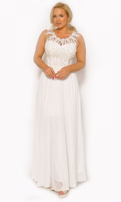 M&M - Długa sukienka w kolorze białym Model: PW-4523 - Rozmiar: 42(XL)